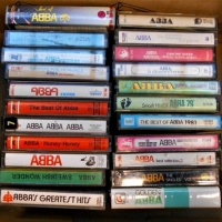 Box of ABBA cassette tapes including Golden ABBA, Gracis Pour La Musica, ABBA love album, Swedish Wonder, ABBA Arrival etc - Sold for $56 - 2018
