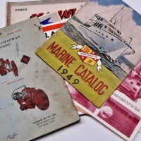 Group of Boating ephemera including 1949 and 1966 Marine motor spares catalogues, Seacraft 1951, Blaxland Marine engines etc - Sold for $50 - 2018