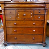Victorian Cedar & Pine Chest of Drawers - Classical columns either side, 3 Long drawers to lower section, lovely Inlaid MOP to some Knobs, large drawe - Sold for $248 - 2018