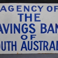 Vintage small 'Savings Bank of South Australia' enamel sign - 23cm x 38cm - Sold for $87 - 2018
