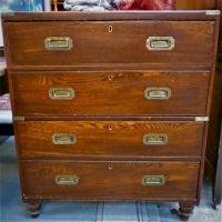 c1920s English Elm 4 Drawer Campaign chest in two parts - Sold for $286 - 2018