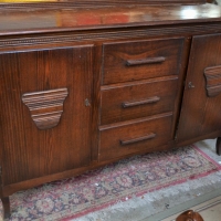 1930s Oak Sideboard - Cupboards either side of central Drawers - Sold for $62 - 2018