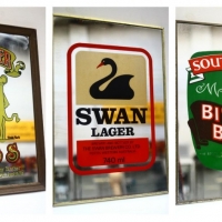 3 x Retro pub mirrors Swan Larger, Southwark bitter and Panther Pssss - Sold for $56 - 2018