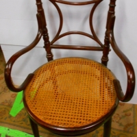 C1900 Bentwood Armchair with woven cane seat - Sold for $35 - 2018