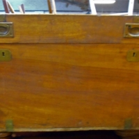 c1900 Camphor brass bound wooden trunk - Sold for $193 - 2018