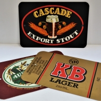 3 x Hand painted Australian Beer metal signs, KB Larger, Cascade Stout and Old Australia Stout - Sold for $37 - 2018