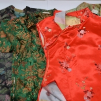 Group lot of assorted oriental silk dresses, jackets, etc - Sold for $37 - 2018
