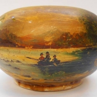 1930's Australian Pottery Waverley Ware squat vase with hand painted period image - Sold for $62 - 2018