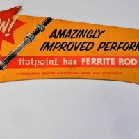 1950s Hotpoint RADIO advertising point of sale sign - Ferrite aerial rod - Sold for $25 - 2018