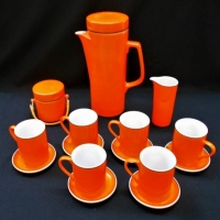 1960s Japanese bright orange tea set by Schmid Kreglinger - Sold for $37 - 2018