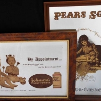 2 x Framed Advertising mirrors - Johnsons Baby Powder and Pears Soap - Sold for $43 - 2018