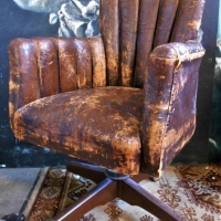 C1920s leather swivelling tub desk chair - Sold for $348 - 2018