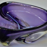 Italian purple art glass tri shaped vase - Sold for $43 - 2018