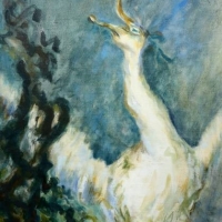 Large Framed Diana Hoddle Mogensen (1929 - 1994) Oil painting - THE SWAN - Signed & dated '65, lower left - 100x71cm - Sold for $37 - 2018