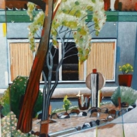MAX DIMMACK (1922 - ) Oil Painting - THE FRONTYARD - Signed & Dated 2007, lower right - 56x405cm - some damage sighted - Sold for $323 - 2018