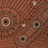 NORBETT LYNCH KNGWARREYE (1950 - ) Aboriginal Oil Painting - NGWARLE CORROBOREE - Signed & dated 5690, Cat Number KLN 842 & further details on Corkwoo - Sold for $62 - 2018