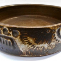 Post War Australian pottery Gilbert pottery bowl with impressed decoration, 24cm diameter - Sold for $112 - 2018