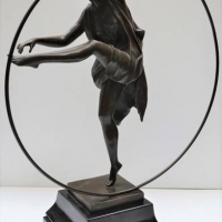 Reproduction bronze figure 'Art Deco Dancer with Hula Hoop' - 46cm tall, bears Godard signature - Sold for $348 - 2018
