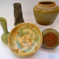 Small group lot Australian Pottery incl Thelma Irvine, Chris Alexander, Maldon Pottery, etc - Sold for $37 - 2018