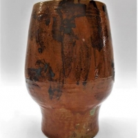 Vintage  Noel Flood Australian pottery vase - HPainted Earthy toned Glaze,  Initialled to base - 21cm tall AF - Sold for $37 - 2018