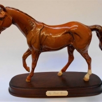 Vintage Royal Doulton chestnut Horse My First Horse Mod DA193B mounted on wooden stand - 191cms H - Sold for $37 - 2018