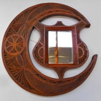 C1910 Chip carved Australian mirror frame in crescent moon shape - Sold for $81 - 2018