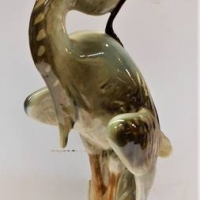 Czech Porcelain Stork catching fish figurine by Royal Dux 30cm tall - Sold for $62 - 2018
