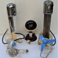 Group lot - 2 x chrome General electric milkshake mixers, Fans and heat lamp - Sold for $43 - 2018