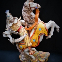 Italian terracotta Persian warrior mounted on a horse figurine by Perseo Italy  42cm tall - Sold for $62 - 2018