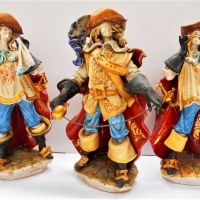 Italian terracotta Three Musketeer figurines by Perseo Italy - 34cm tall - Sold for $43 - 2018