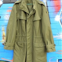 Vintage c1987 Mens BELGIAN Military TRENCH COAT - Olive drab, original Neirynck Confectie Label, size 5052 - Sold for $31 - 2018