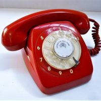 1963 Red rotary dial plastic telephone - Sold for $68 - 2018