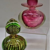 2 x Modern Art glass perfume bottles - Sold for $43 - 2018