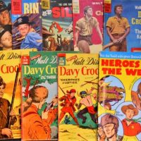 9 x 1950s Comics, Heroes' of the West no2 (drawn & printed in Australia), 5 x Davy Crockett, Giant nos G43,44, FP8, 9,11, 3 x Dell Hi-Ho Silver, 2 x R - Sold for $31 - 2018