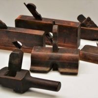 Group of Antique wood planes including Router, ogee moulding spokeshave, Skew Badger planes etc - Sold for $31 - 2018