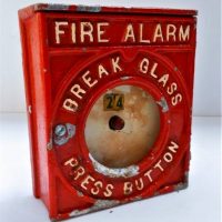 Vintage cast iron fire alarm box 'Break Glass Press Button' (no glass) - Sold for $75 - 2018