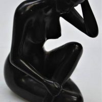 Vintage ceramic black Lady thinker figurine 15cm tall - Sold for $31 - 2018