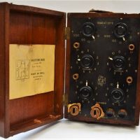Vintage mahogany cased Wheatstone Bridge Decade resistance box - Sold for $93 - 2018