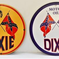 2 x Modern Dixie Motor oil signs with Confederate flags - Sold for $31 - 2018