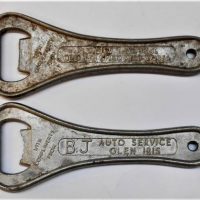2 x Vintage Aluminium advertising lever bottle openers Glen Iris Auto service and Alan W Taylor Old Tin shed - Sold for $31 - 2018