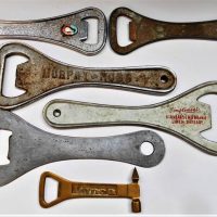 Group of Vintage advertising lever bottle openers including Kinnear's rope and Morphy and ross - Sold for $56 - 2018