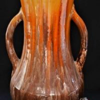 Large John Campbell Brown and yellow Australian pottery two handled vase -34cm tall marked 6 S H - Sold for $310 - 2018