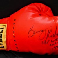 Signed Barry Michael 'IBF World Champion 1985-87' red Everlast boxing glove - Sold for $50 - 2018