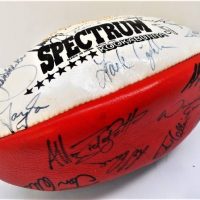 Signed c1986 StKilda AFL  VFL football - signatures incl John Peter-Budge, Stewart Lowe, Frank Coghlan, Warwick Green, Rene Kink, etc - Sold for $62 - 2018