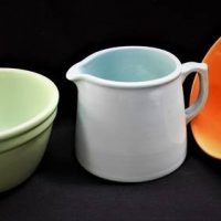 Small Group Lot Australian Vintage FOWLER WARE pottery inc - Water jug and  mixing bowls - all marked to base - Sold for $75 - 2018