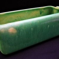 Vintage Australian MELROSE pottery flower trough in typical green glaze, marked to base, 32cm Long approx - Sold for $112 - 2018