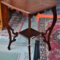C1900 side table with under shelf with 4 pierced legs - Sold for $56 - 2018