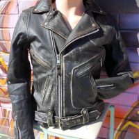 Vintage Original Rivet label Men's LEATHER MAD MAX style Motorbike Jacket - heavy Duty Zippers & Buttons, smallmedium size, Fab Distressed look - Sold for $43 - 2018