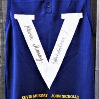 Vintage VFL Victoria Big V signed Kevin Murray and John Nicholls knitted jumper - Sold for $62 - 2018