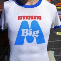 Vintage c197080s BIG M T- Shirt - MMMM BIG M - White w Blue Trim, original Tag size 18 - Sold for $62 - 2018